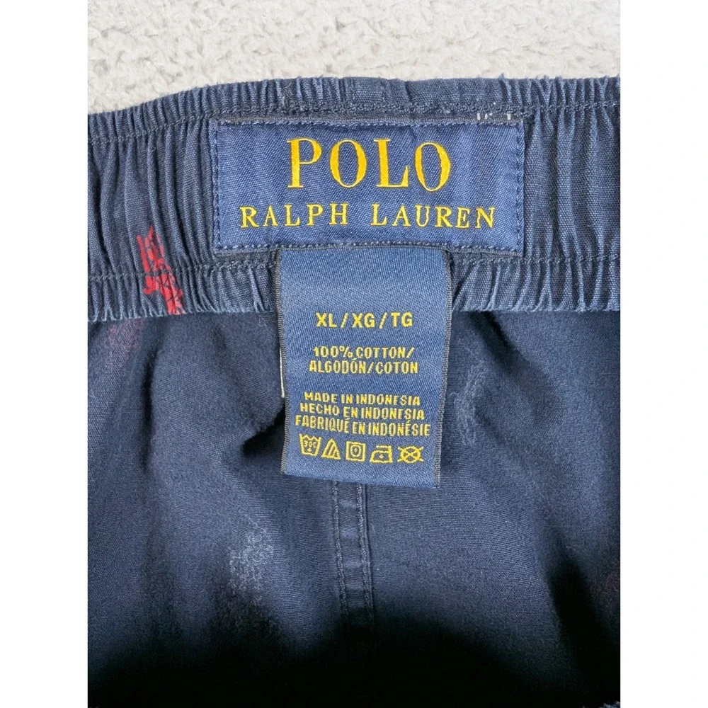 Polo Ralph Lauren Mens XL Navy Blue Red White All Over Pony Sleep Lounge Shorts